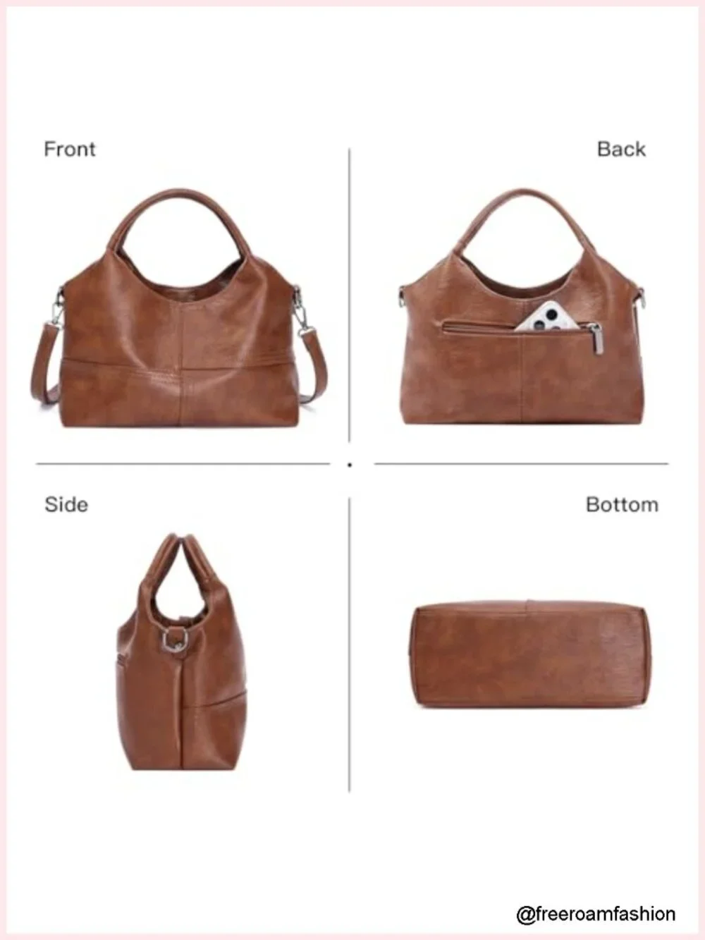 Soft Faux Leather Hobo Handbag, Medium Crossbody Satchel Tote with Top Handle